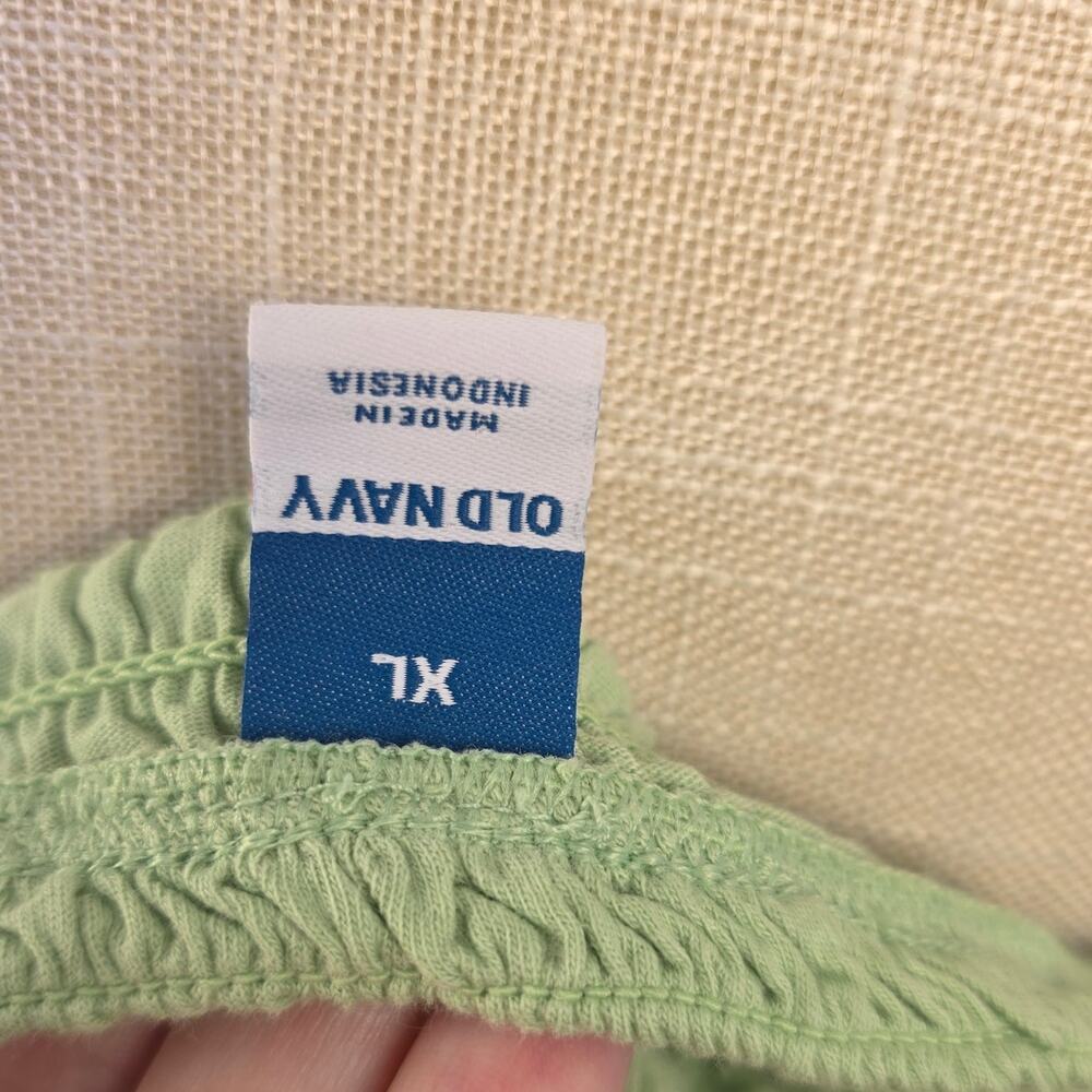 Old Navy Halter Top XL 1X Sage Green Smocked Stretch Y2K Retro Boho Festival - Picture 7 of 11